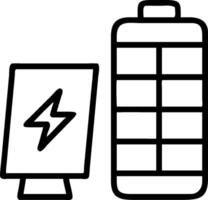 Green energy battery and a solar panel symbolizing renewable power storage with ample space for text. concept as A green energy battery next to a solar panel rep vector