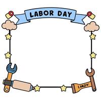 Hammer and Wrench Border with Labor Day Celebration Wording concept as An eye catching border frame featuring a hammer and wrench traditional symbols of labor an vector