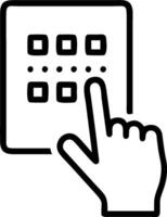 Hand Entering Code on Tablet concept as A hand entering an authentication code on a tablet with a clean background offering space for text or design elements. in vector