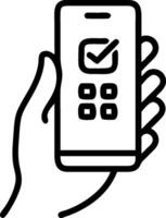 Hand Holding Mobile with Investment App concept as A hand holding a mobile phone displaying an investment app with a clean background for additional content. in vector