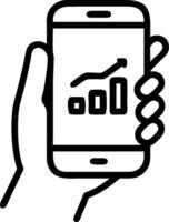Hand Holding Mobile with Investment App concept as A hand holding a mobile phone displaying an investment app with a clean background for additional content. in vector