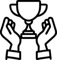 Hands holding a trophy symbolizing achievement and team challenge with ample space for text. concept as Hands holding up a trophy representing the achievement an vector