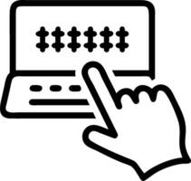 Hand Typing Authentication Code on Laptop concept as A hand typing an authentication code on a laptop keyboard set against a clean background with room for addit vector