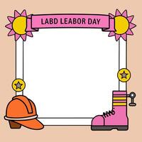 Hard Hat and Work Boots Border with Celebrating Workers Wording concept as A detailed border frame featuring a hard hat and work boots traditional symbols of lab vector