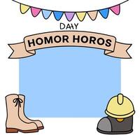 Hard Hat and Work Boots Border with Celebrating Workers Wording concept as A detailed border frame featuring a hard hat and work boots traditional symbols of lab vector