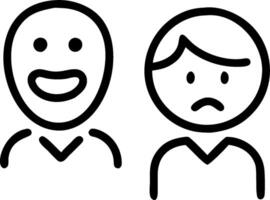 Happy customer and an angry customer symbolizing good service and poor service with ample space for text. concept as A happy customer and an angry customer repre vector