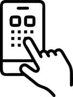 Hand Using Security Code on Phone concept as A hand entering a security code on a smartphone screen set against a plain background with room for additional conte vector