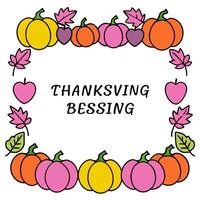 Harvest Festival Border with Apples and Thanksgiving Blessings Wording concept as A beautifully illustrated border frame featuring apples pumpkins and autumn lea vector