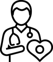 Healthcare worker with a stethoscope and a heart symbol indicating health and care with blank space. concept as A healthcare worker holding a stethoscope and a h vector