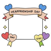 Heart and Ribbon Border with Happy Friendship Day Wording concept as A beautifully designed border frame featuring hearts and ribbons symbolizing love and friend vector