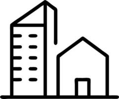 High rise building and a low cottage symbolizing modern and rustic with ample space for text. concept as A high rise building and a low cottage representing mode vector