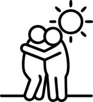 Hugging Couple and Sunset concept as A hugging couple with a sunset background and ample copy space symbolizing the beauty and tranquility in a hug. in Photo Sto vector