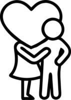 Hugging Couple and Heart Balloon concept as A hugging couple with a heart shaped balloon and ample copy space representing love and joy in a hug. in Photo Stock vector