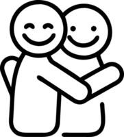 Hugging Friends and Smile concept as Hugging friends with a smile symbol and ample copy space symbolizing joy and connection in a hug. in Photo Stock Concept vector