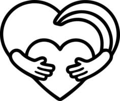 Hugging Heart and Rainbow concept as A hugging heart with a rainbow and ample copy space representing love and joy in a hug. in Photo Stock Concept vector