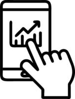 Human Finger Swiping on Finance App concept as Finger swiping on a finance app on a smartphone with blank background. in Photo Stock Concept vector