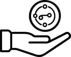 Human Hand Holding Digital Coin concept as Human hand holding a floating digital coin icon with copy space. in Photo Stock Concept vector