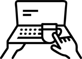 Human hands typing on a laptop with a brainstorming sketchpad with copy space. concept as Human hands typing on a laptop with a brainstorming sketchpad nearby sy vector