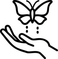 Human hands releasing a butterfly with open field with copy space. concept as Human hands releasing a butterfly into an open field symbolizing freedom transforma vector
