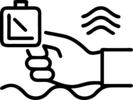 Hydrologist with Smartwatch and Flood Monitoring in River Basin concept as Mid shot of a hydrologist using a smartwatch to monitor flood levels in a river basin. vector