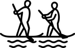 Illuminated Night Paddleboarding concept as Paddleboarders explore calm waters their paths illuminated by the natural glow of bioluminescent waves. in Photo Stoc vector