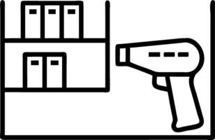Inventory Specialist with Barcode Scanner and Shelves in High Tech Warehouse concept as Long shot of an inventory specialist using a barcode scanner in front of vector