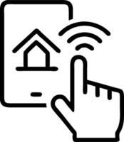 Interactive Smart Home Tour concept as Prospective home buyers experience an interactive tour of a smart home featuring automated systems. in Photo Stock Concept vector