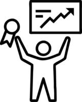 Investor with a stock certificate and a graph indicating market success with blank space. concept as An investor holding a stock certificate and a rising graph s vector