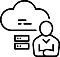 IT Manager with Server and Monitor concept as An IT manager reviewing a server and using a monitor set against a dreamy background offering ample space for text vector
