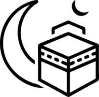 Kaaba and Crescent Moon concept as Kaaba with a crescent moon and ample copy space symbolizing the holy pilgrimage and celestial connection of Eid Al Adha. in Ph vector