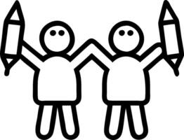 Kids with Crayons and Floating Art Supplies concept as Kids holding crayons with floating art supplies around them set against a blank background with space for vector
