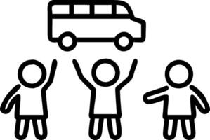 Kids with School Bus and Floating Supplies concept as Kids standing with a school bus and floating school supplies around them with a clean background offering s vector