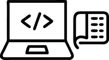 Laptop and Coding Book concept as An icon of a laptop and a coding book set against a clean background offering ample space for text or graphics symbolizing the vector