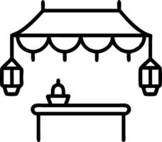 Lanterns and market table icon with ample space for text and graphics concept as An iconographic lanterns and market table design offering ample space for both t vector