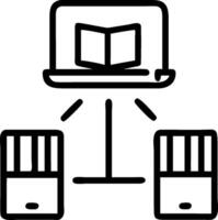 Librarian with E Books and Digital Tablet in High Tech Library concept as Long shot of a librarian managing e books and a digital tablet in a high tech library. vector