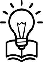 Lightbulb and book symbolizing ideas and knowledge with ample space for text. concept as A lightbulb and a book representing the fundamentals of ideas and knowle vector