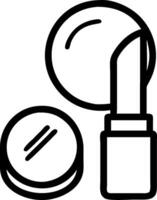 Lipstick and compact mirror with ample copy space on a white background concept as A illustration of a lipstick and a compact mirror with ample copy space vector
