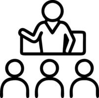 Manager conducting a team meeting with visual aids concept as A illustration of a manager conducting a team meeting with visual aids featuring a 3 color s vector