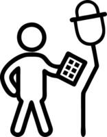 Manager with a light therapy lamp and a break schedule symbolizing workplace light therapy with ample space for text. concept as A manager using a light therapy vector
