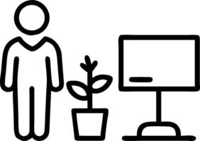 Manager with a desktop garden and a natural light window symbolizing nature integration with ample space for text. concept as A manager with a desktop garden and vector