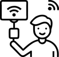 Managing Smart Home with Voice Commands concept as A young professional uses voice commands to manage lighting and media systems in their smart apartment. in Pho vector