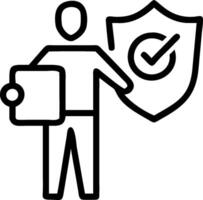 Manufacturing Manager with Process Flowchart and Shield concept as An image of a manufacturing manager with a process flowchart and shield set against a dreamy b vector