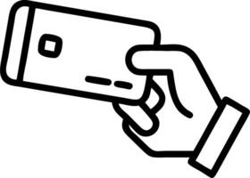 Man Using Mobile Payment concept as Man holding a phone making a mobile payment with ample white space. in Photo Stock Concept vector