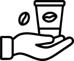 Man with a coffee cup and coffee beans representing coffee drink advertisement with space for writing. concept as A man holding a coffee cup and a handful of cof vector