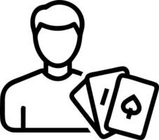 Man with a deck of cards and a poker table symbolizing card gaming with space for text. concept as A man holding a deck of cards and standing by a poker table re vector