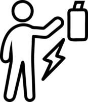 Man with an energy drink can and a lightning bolt representing energy drink advertisement with space for text. concept as A man holding an energy drink can and a vector