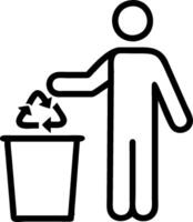 Man with a recycling bin and a trash can representing environmental dos and donts with ample space for text. concept as A man holding a recycling bin and a trash vector