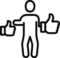 Man with a thumbs up and a thumbs down icon symbolizing dos and donts with ample space for text. concept as A man holding thumbs up and thumbs down icons represe vector