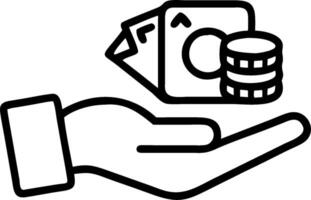 Man with poker chips and playing cards symbolizing gambling and stakes with ample space for text. concept as A man holding a stack of poker chips and a hand of p vector