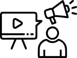A person is holding a megaphone and a screen vector